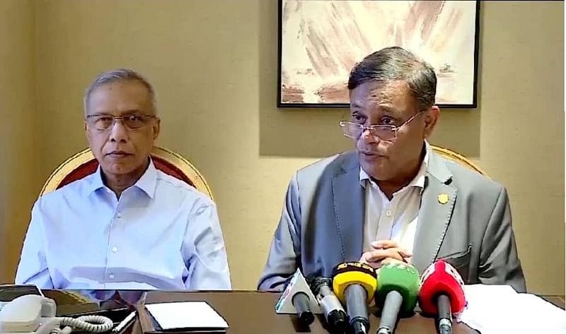 Foreign Minister Hasan Mahmud briefing the reporters in Beijing on 10 July.